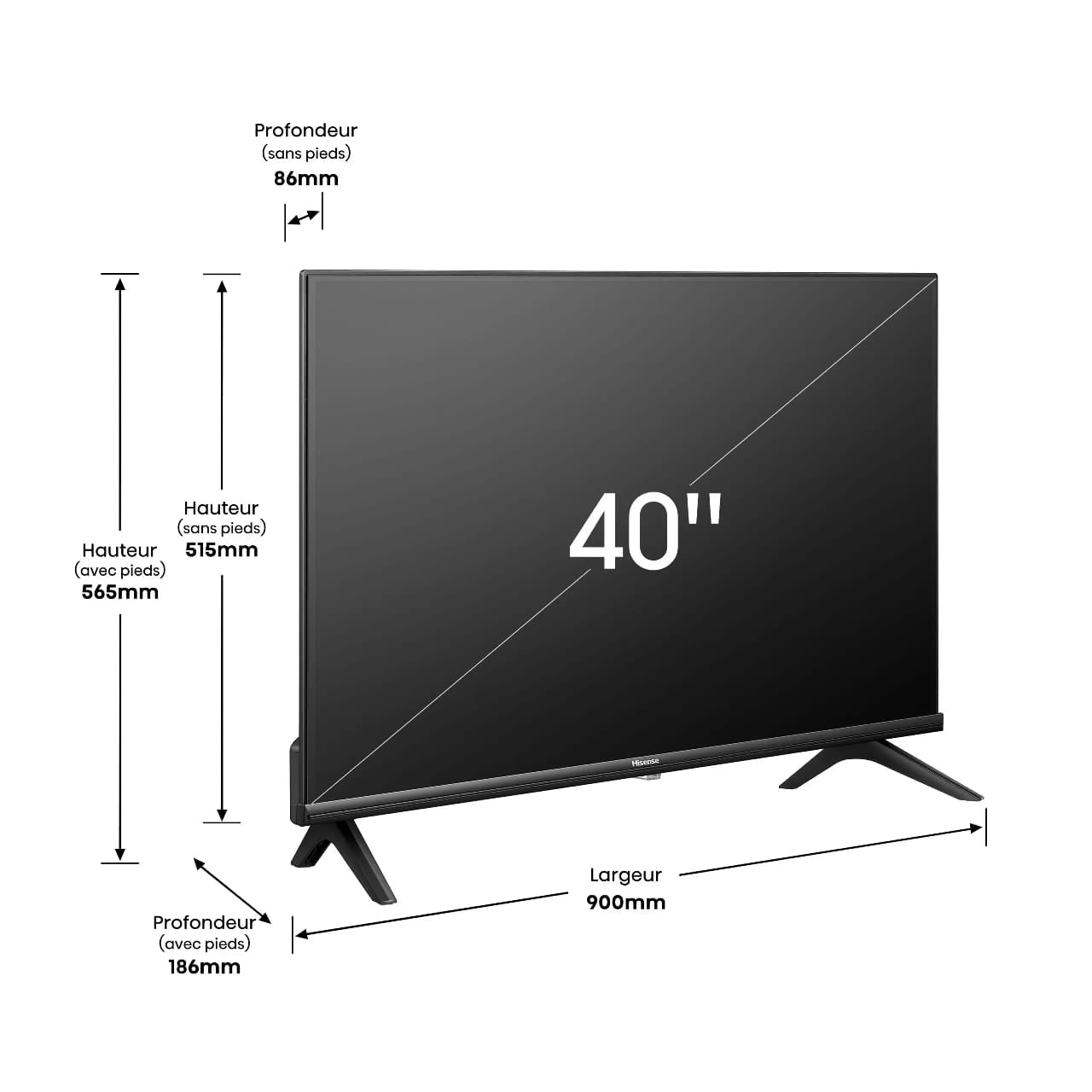 TELEVISEUR HISENSE 40" LED SMART VIDAA
40A4K