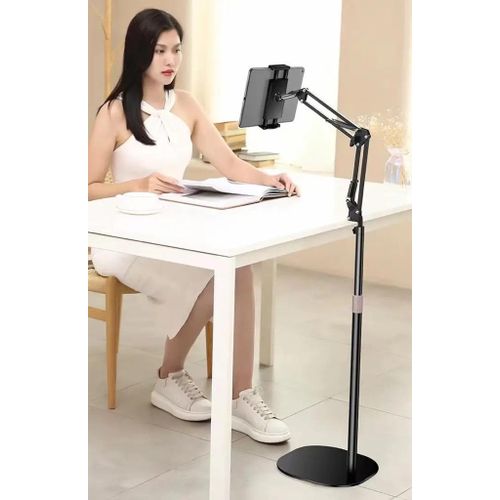 Support de sol télescopique en porte-à-faux, tablette réglable à 360 °, support de téléphone universel, 12.9 pouces