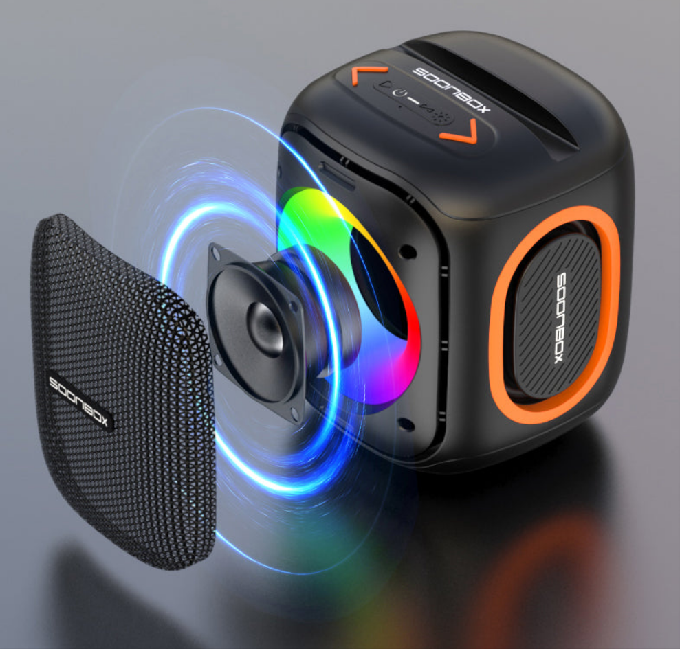 Soonbox S6600 Mini Bluetooth Speaker – 10W Portable Speaker with LED, TWS, FM, USB, TF Card & AUX