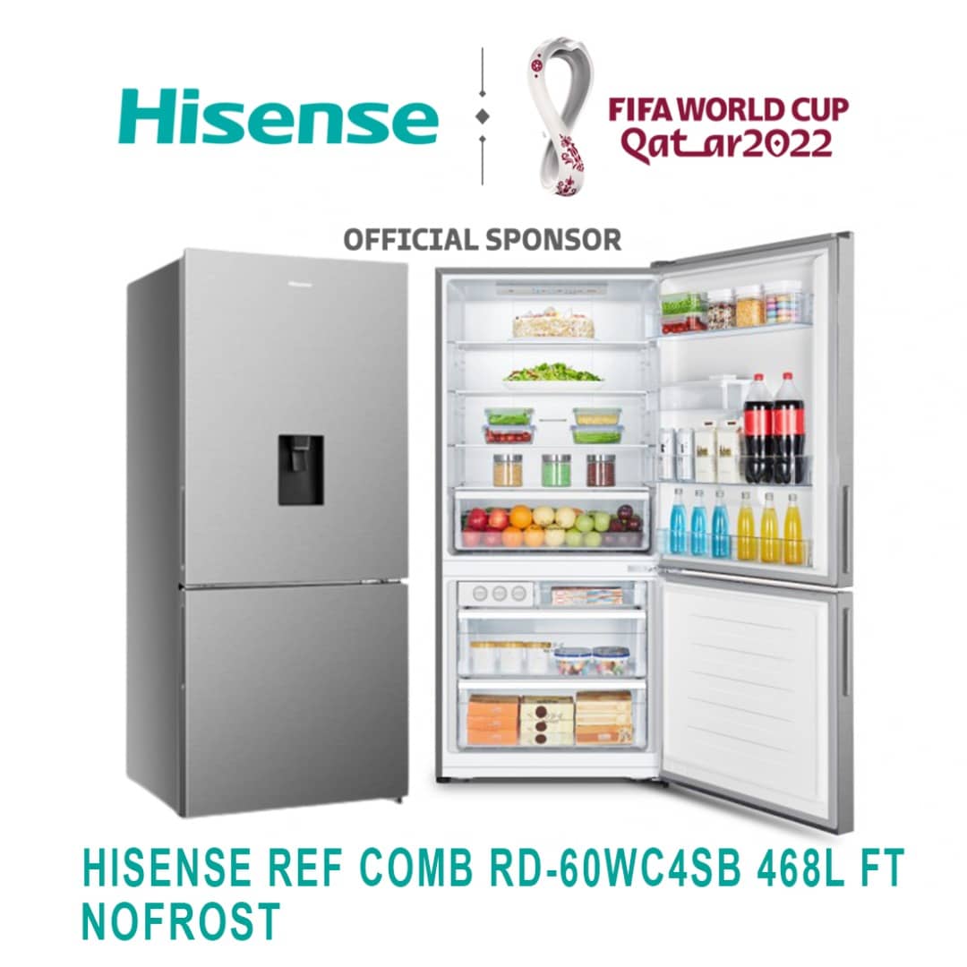 REFRIGERATEUR HISENSE COMBINE 3TIROIRS AVEC FONTAINE 468L NOFROST GRIS
RD60WC4SB