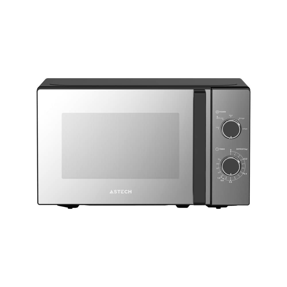 Micro‑ondes ASTECH 20 L 20MAD4IA noir, 700 W, panneau numérique, vue de face avec porte et boutons inox.