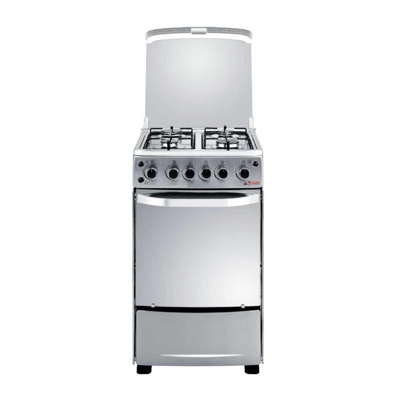 CUISINIERE ASTECH 4FEUX 50X50 A GAZ AVEC
FOUR A GAZ INOX XA50GS