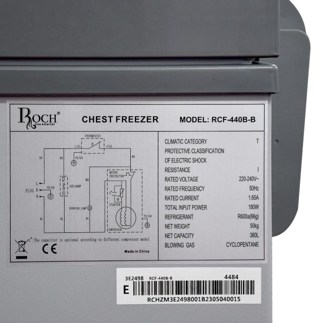 CONGELATEUR ROCH HORIZONTAL 440LITRES
GRIS RCF440B