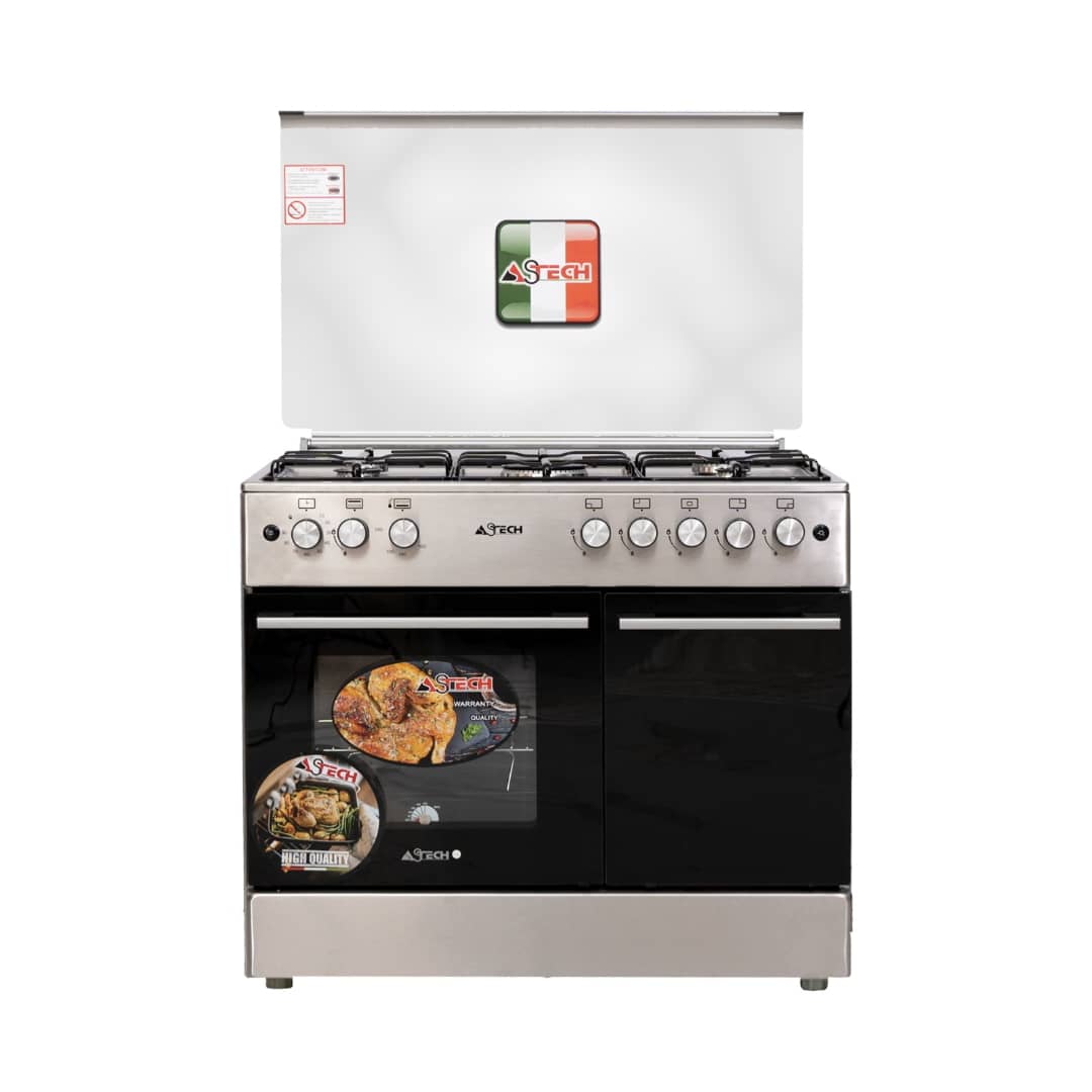 CUISINIERE ASTECH 5FEUX 90X60 A GAZ AVEC
FOUR A GAZ AVEC PORTE BOUTEILLE CK95BSAR