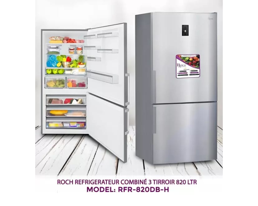 REFRIGERATEUR ROCH COMBINE 3TIROIRS
820LITRES GRIS RFR820DBH