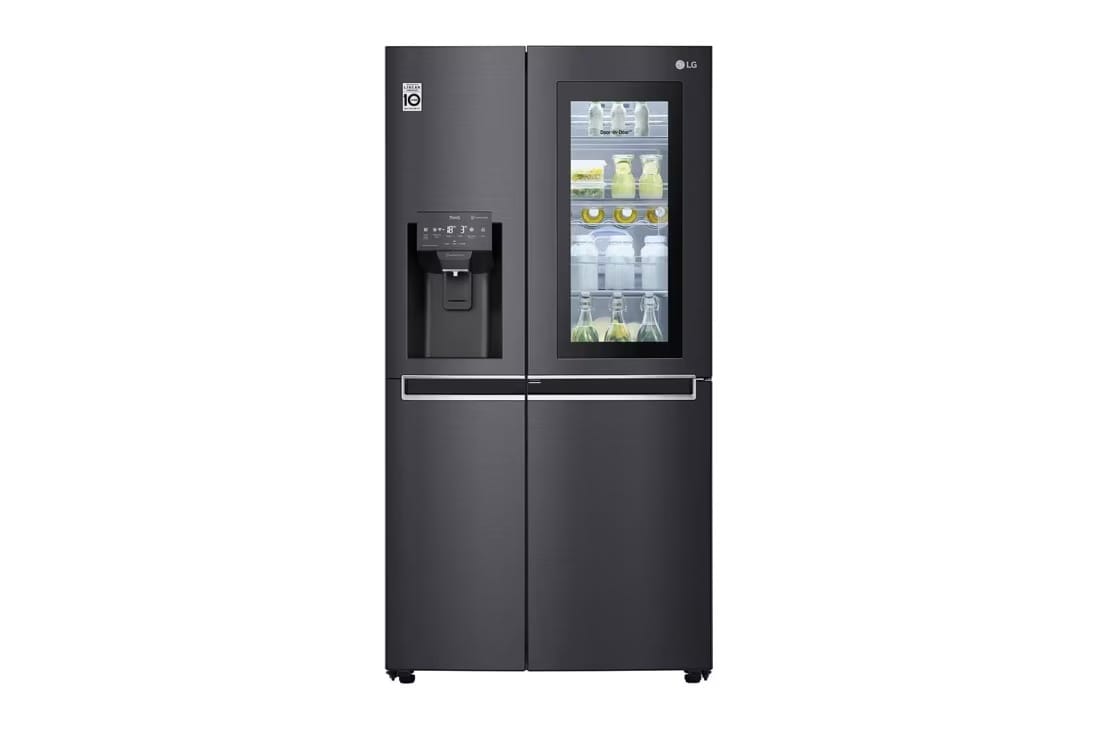 REFRIGERATEUR LG SIDE BY SIDE AVEC
FONTAINE MATTE NOIR KNOCK KNOCK GCX257