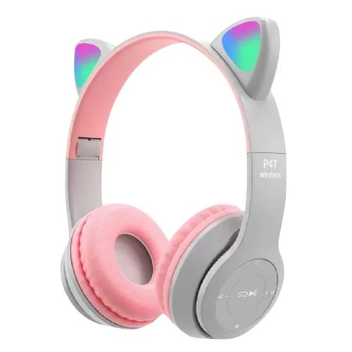 Écouteurs sans fil Bluetooth avec Microphone - Oreilles Chat - Rose
