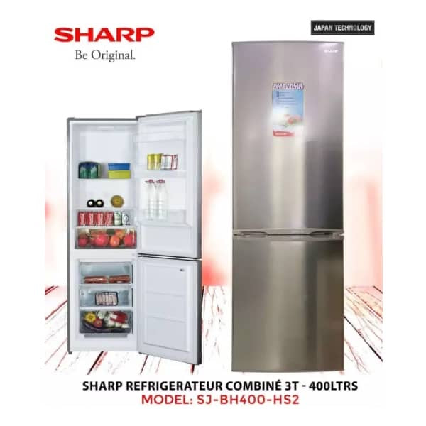 REFRIGERATEUR SHARP COMBINE 3TIROIRS
400LITRES GRIS BH400