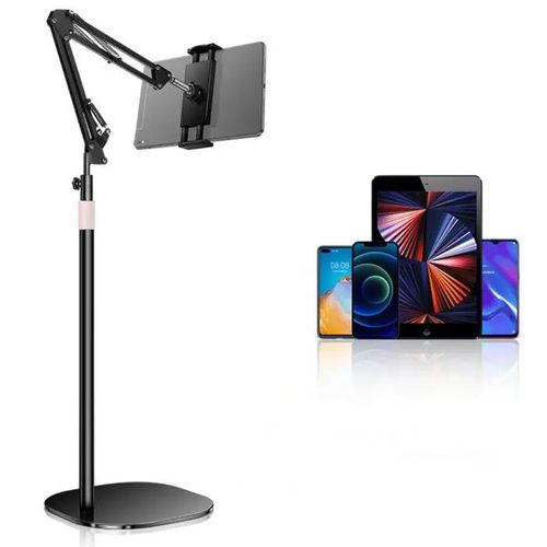 Support de sol télescopique en porte-à-faux, tablette réglable à 360 °, support de téléphone universel, 12.9 pouces