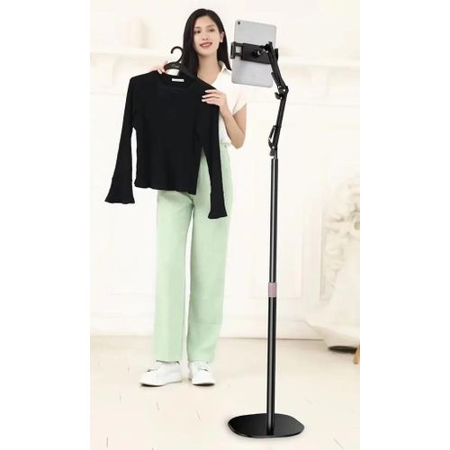 Support de sol télescopique en porte-à-faux, tablette réglable à 360 °, support de téléphone universel, 12.9 pouces