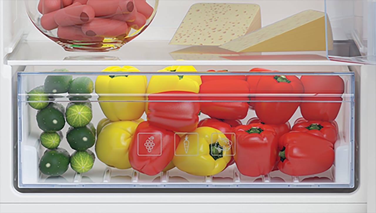 REFRIGERATEUR BEKO ENCASTRABLE COMBINE
3TIROIRS 285LITRES BLANC BCSA285K4SN