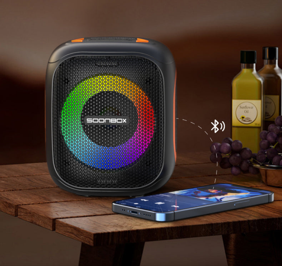 Soonbox S6600 Mini Bluetooth Speaker – 10W Portable Speaker with LED, TWS, FM, USB, TF Card & AUX