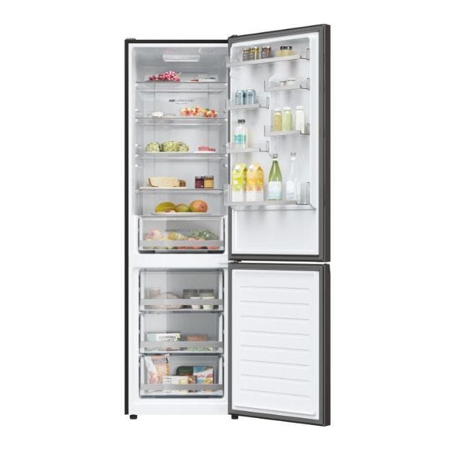 REFRIGERATEUR HAIER COMBINE 3TIROIRS
350LITRES NOIR GRIS HRF390BS