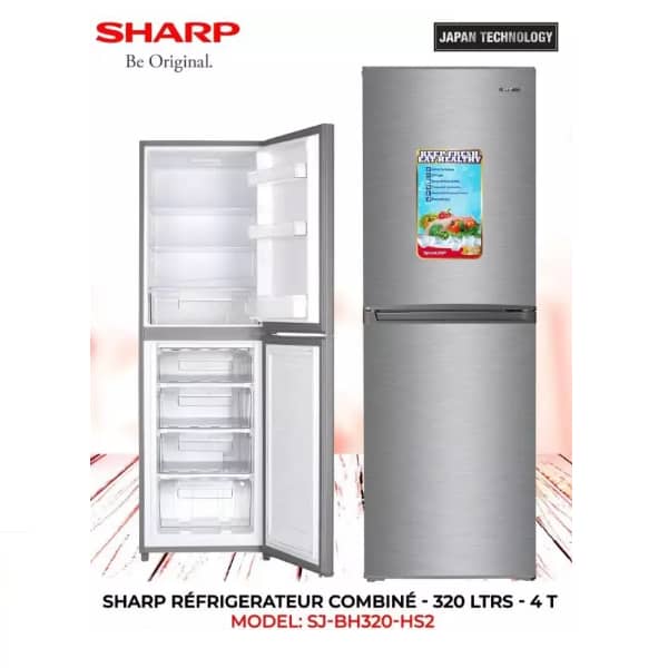 REFRIGERATEUR SHARP COMBINE 4TIROIRS
320LITRES GRIS SJBH320HS2