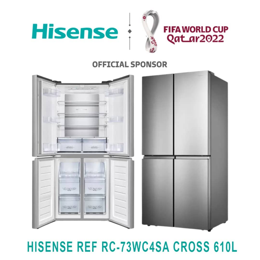 REFRIGERATEUR HISENSE SIDE BY SIDE 4PORTES
610LITRES CROSS RC73WC4SA