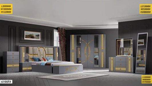 CHAMBRE A COUCHER ARMOIRE 6BATTANTS
6PIECES GRIS 6190F0