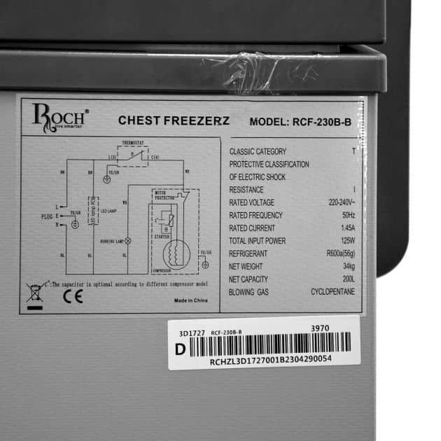 CONGELATEUR ROCH HORIZONTAL 230LITRES
GRIS RCF230BB