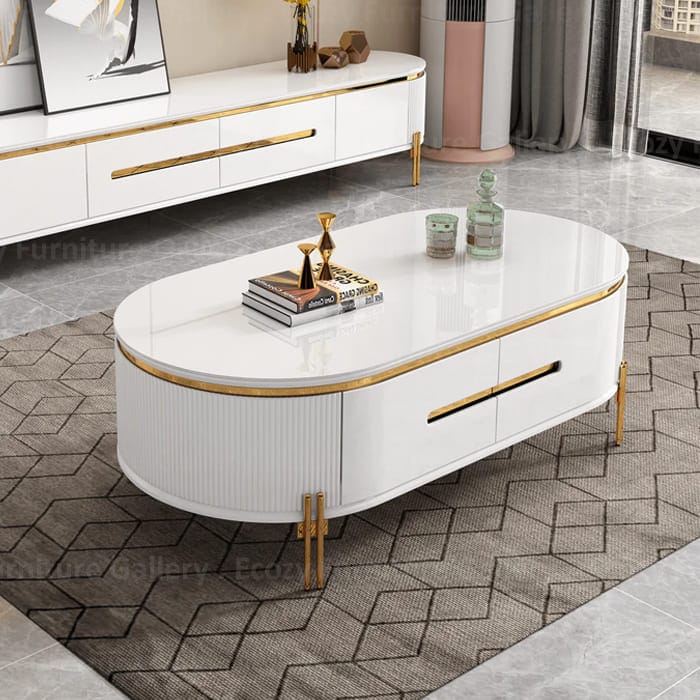 TABLE TELEVISEUR 200X40CM TV6318 + TABLE
BASSE 120X60CM BLANC 6318