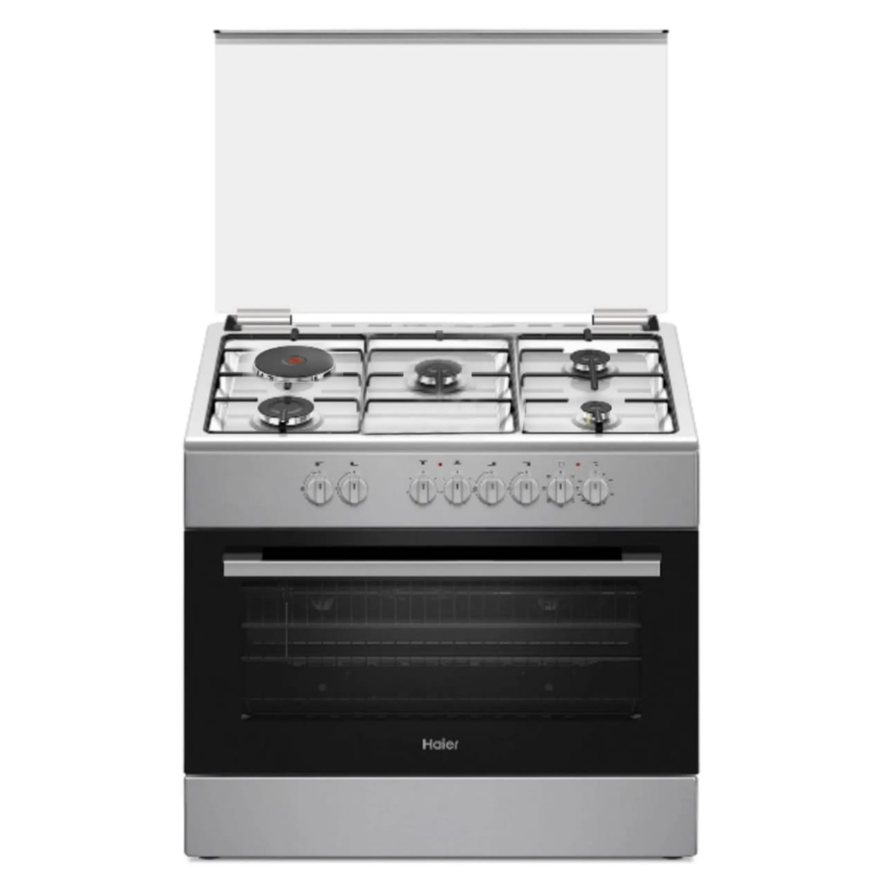 CUISINIERE HAIER 5FEUX 90X60 4F A GAZ + 1F
ELECTRIQUE + FOUR ELECTRIQUE GRIS
HCR6041EESB