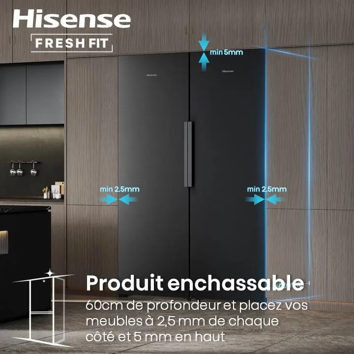 CONGELATEUR HISENSE VERTICAL COMBINE
4TIROIRS NOFROST NOIR FT5K310GSFC