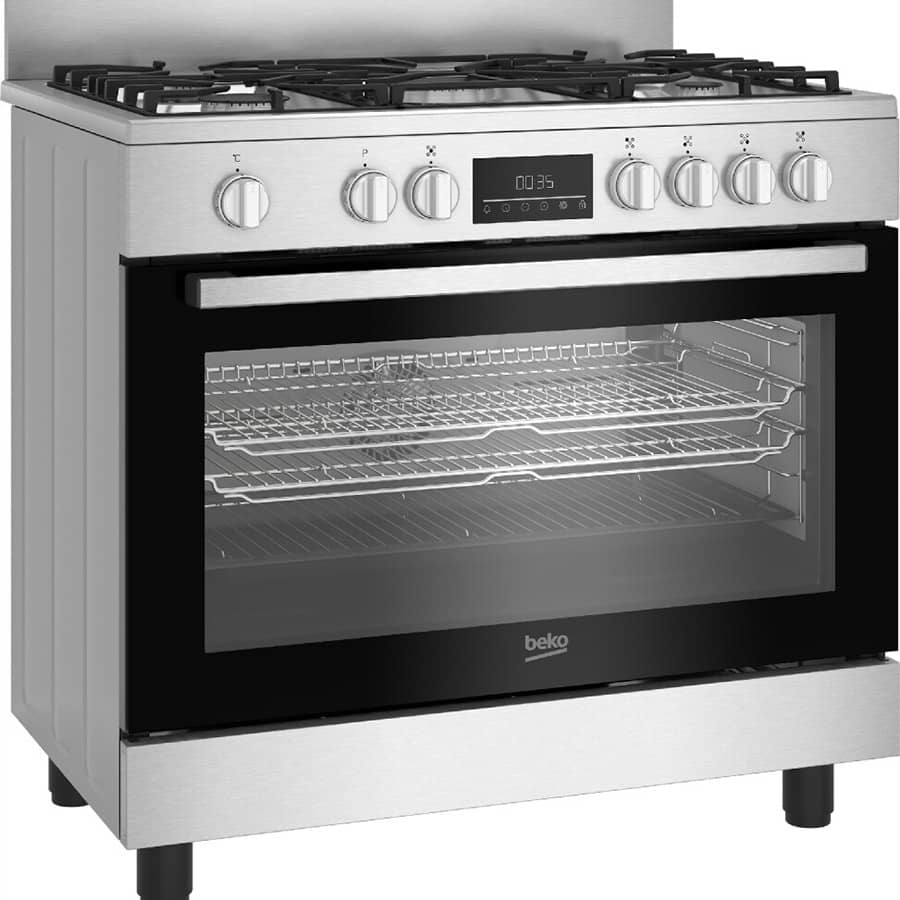 CUISINIERE BEKO 5FEUX 90X60 A GAZ FULL
OPTION VENTILO+ FOUR ELECTRIQUE INOX
BGM11226EX