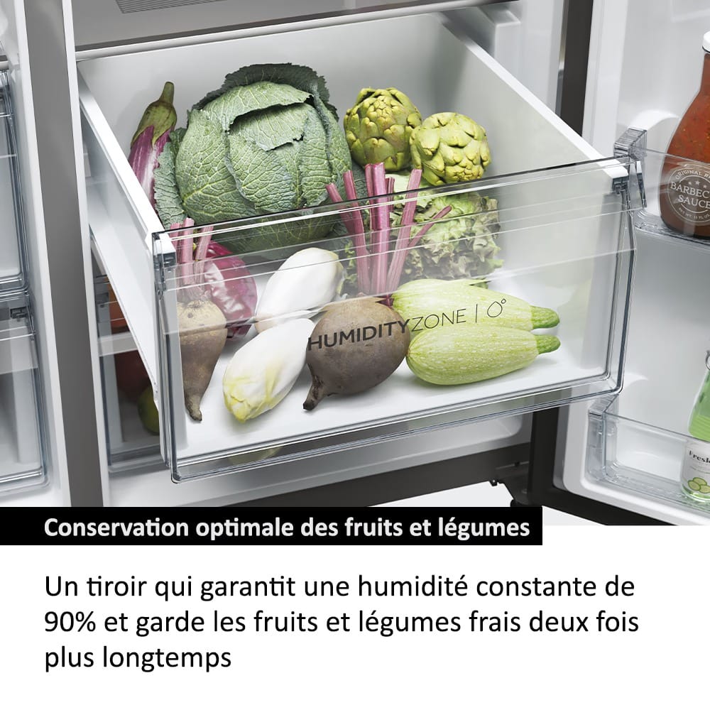 REFRIGERATEUR HAIER SIDE BY SIDE 2PORTES
DISTRIBUTEUR GLACON GRIS HSW59F18EIMM
