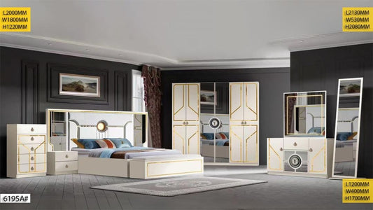 CHAMBRE A COUCHER ARMOIRE 6BATTANTS
6PIECES BEIGE 6195A0