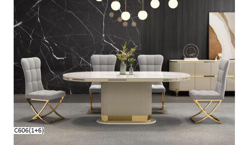 TABLE A MANGER 6PLACES 160X90CM GRIS
C606 (1+6)