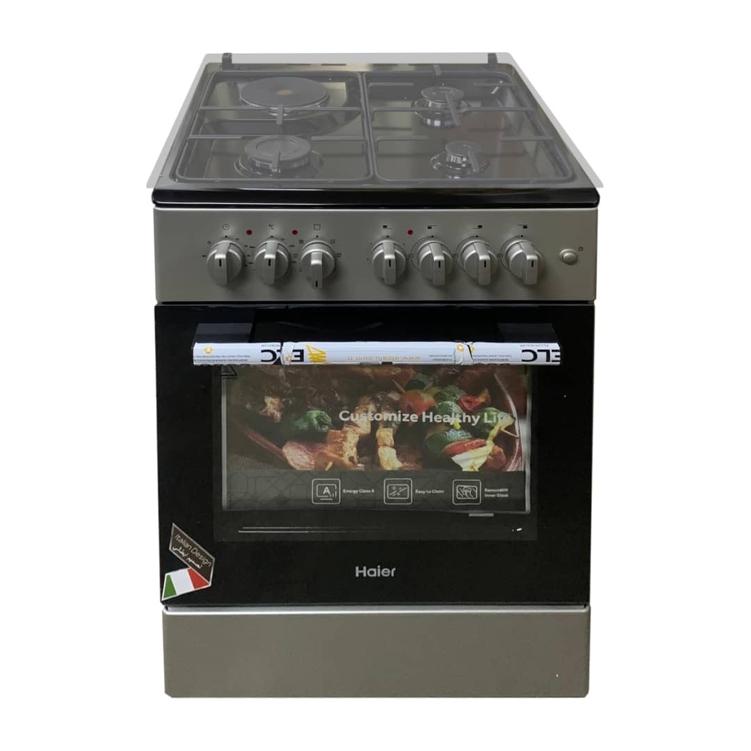 CUISINIERE HAIER 4FEUX 60X60 3FEUX GAZ
1FEUX ELECTRIQUE + FOUR ELECTRIQUE GRIS
NOIR HCR2031EESB
