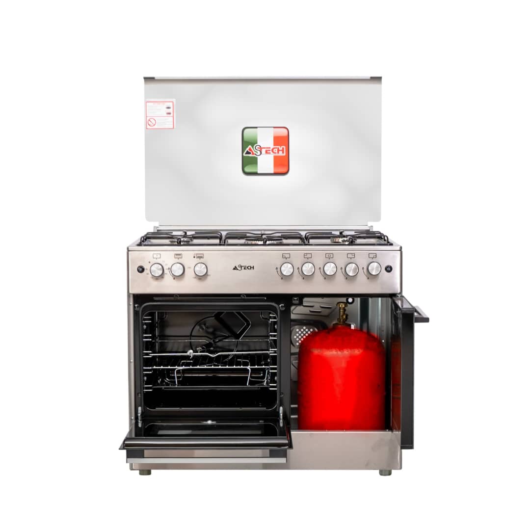 CUISINIERE ASTECH 5FEUX 90X60 A GAZ AVEC
FOUR A GAZ AVEC PORTE BOUTEILLE CK95BSAR