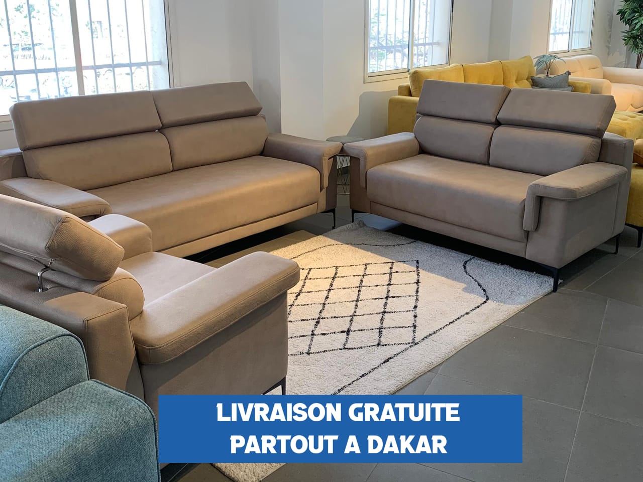 SALON CANAPE 6PLACES SIMILI CUIR COULEUR
AU CHOIX CONFORMA