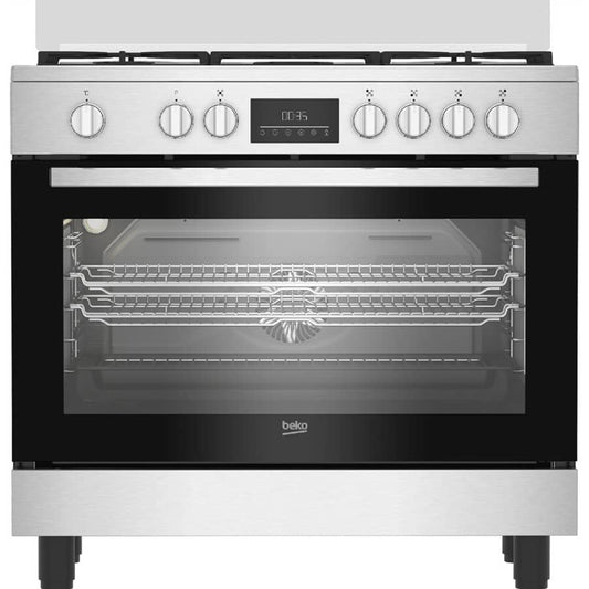 CUISINIERE BEKO 5FEUX 90X60 A GAZ FULL
OPTION VENTILO+ FOUR ELECTRIQUE INOX
BGM11226EX