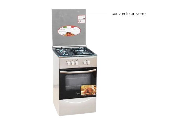 CUISINIERE ROCH 4FEUX 50X50 A GAZ INOX