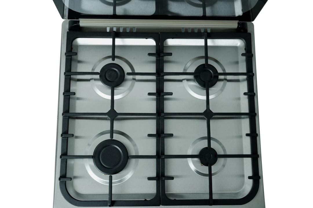 CUISINIERE ASTECH 4FEUX 60X60 A GAZ AVEC
ECRAN + FOUR A GAZ ET CHAULEUR TOURN
INOX CK66ELCF