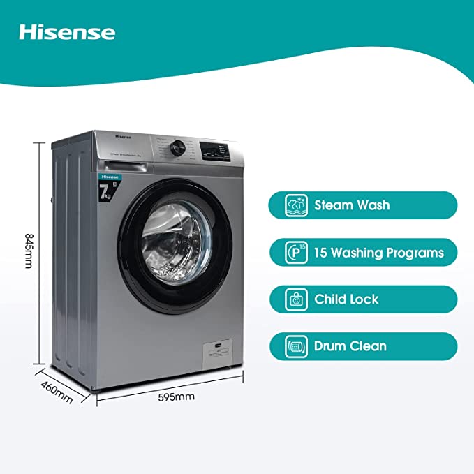 MACHINE A LAVER HISENSE 7KG FRONT-LOAD
GRIS WFVB7012MT
