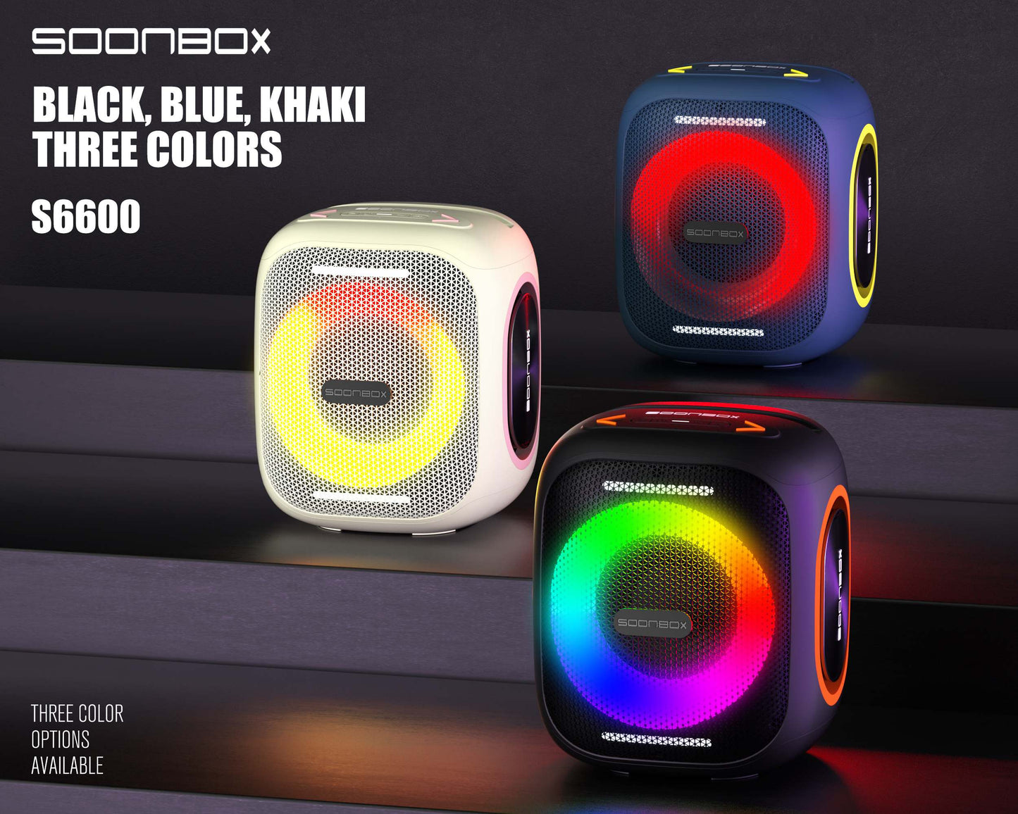 Soonbox S6600 Mini Bluetooth Speaker – 10W Portable Speaker with LED, TWS, FM, USB, TF Card & AUX