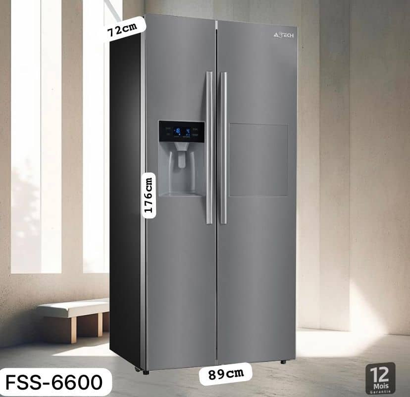 REFRIGERATEUR ASTECH SIDE BY SIDE 2PORTES
INVERTER + GLACON AVEC FONTAINE GM
FSS6600DDDA