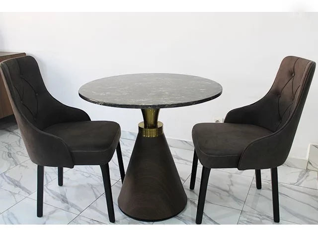     TABLE TETE A TETE EN MARBRE RONDE REF #8 Ø800*750 MARRON/NOIR/DOREE