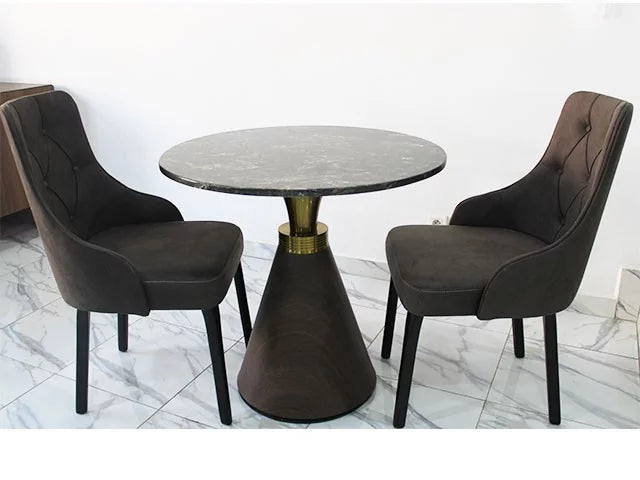     TABLE TETE A TETE EN MARBRE RONDE REF #8 Ø800*750 MARRON/NOIR/DOREE